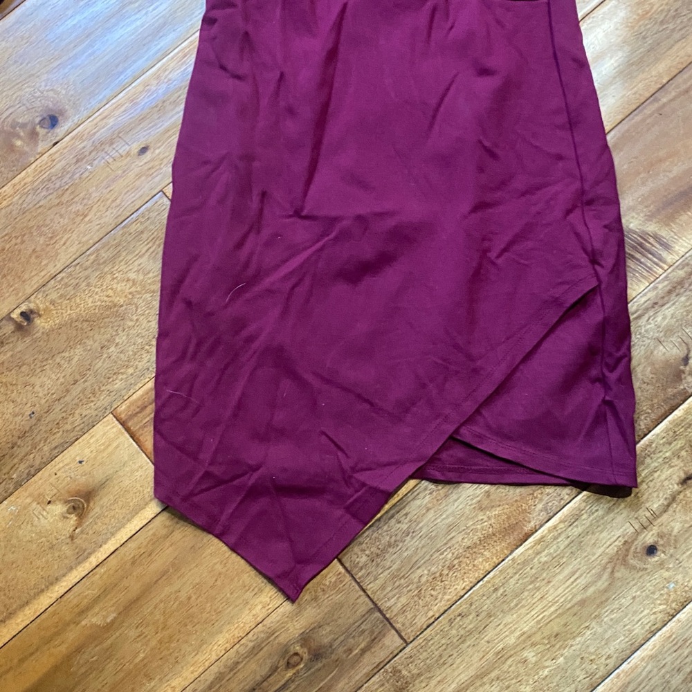 Chocolate Burgundy Asymmetrical Dress - Picture 3 of 5